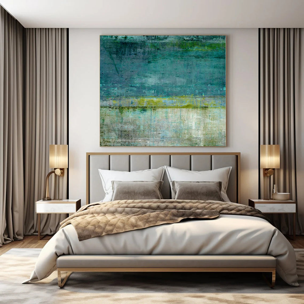 Custom Oversized Abstract Canvas for Balcony Lounges - Hand-Painted Acrylic