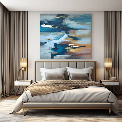 Large-Scale Hand-Painted Contemporary Abstract Mural for Boutique Hotel Spa Areas