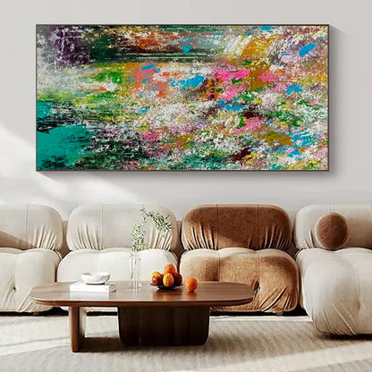 Huge Hand-Painted Contemporary Abstract Canvas for Bedroom Windowless Walls