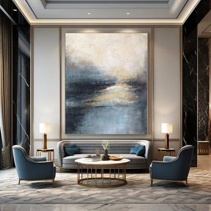 Glamorous Hand-Painted Abstract Mural for Living Room Bar Areas