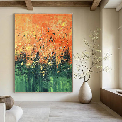 Large-Scale Contemporary Abstract Canvas for Community Center Multipurpose Rooms