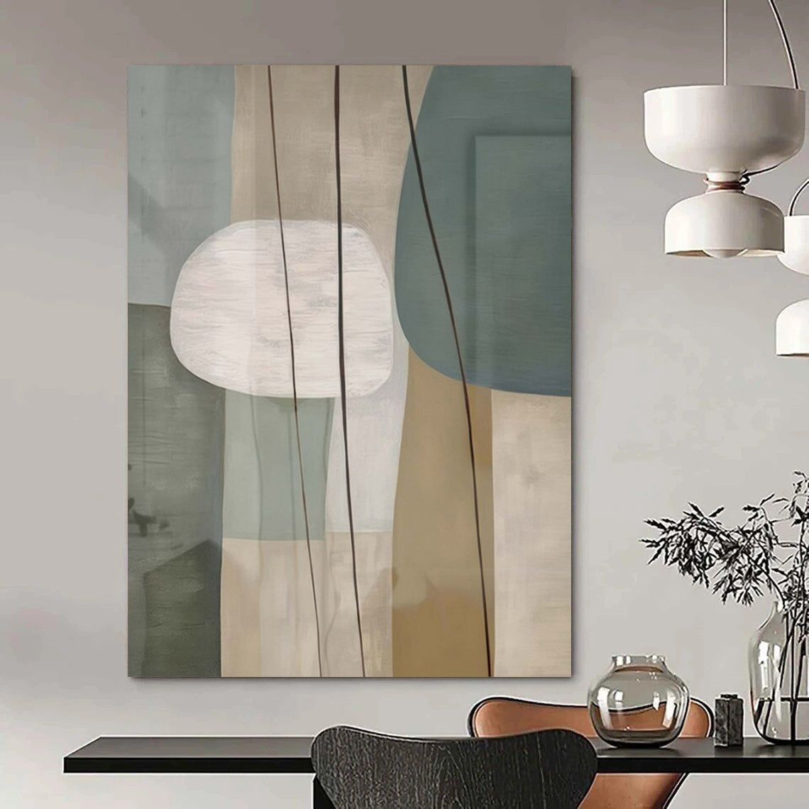 Colossal Hand-Painted Contemporary Abstract Canvas for Family Home Foyers