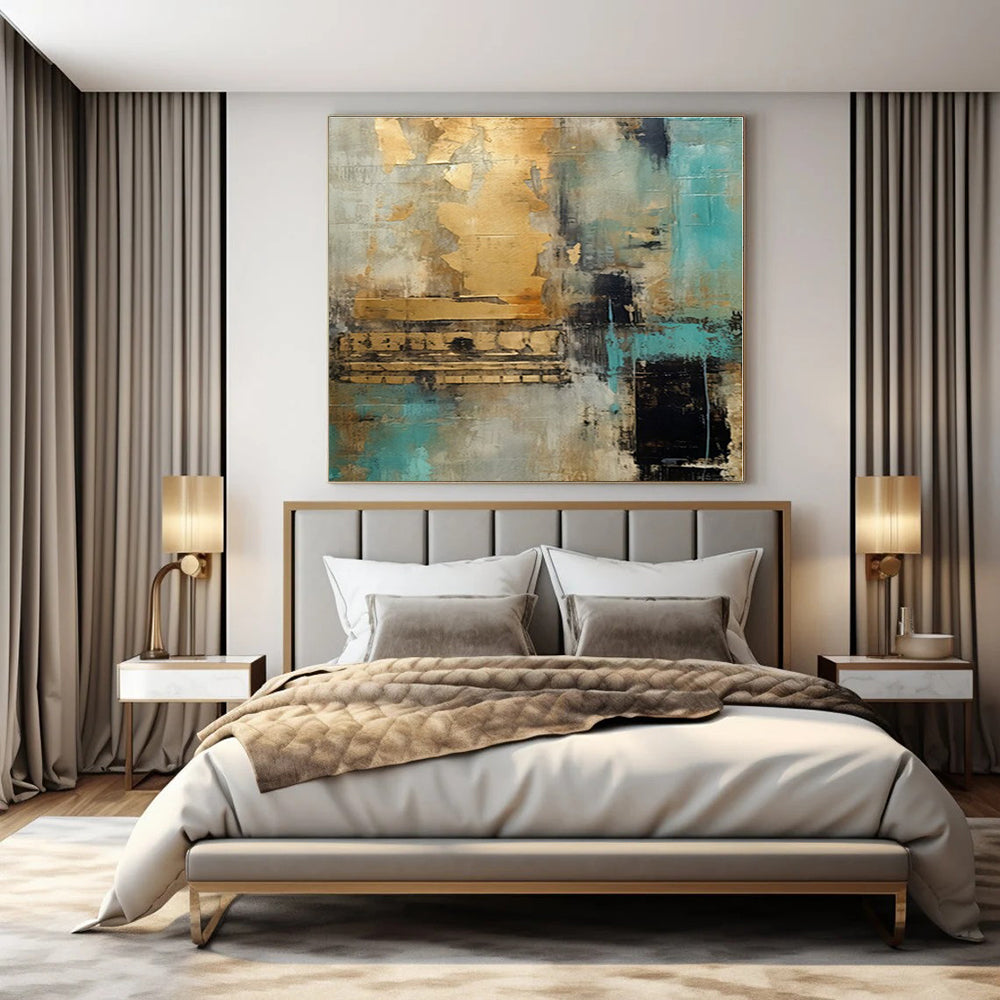 Oversized Hand-Painted Modern Abstract Mural for Office Server Rooms