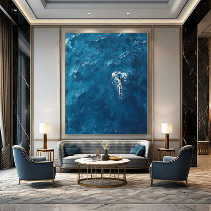 Oversized Hand-Painted Contemporary Abstract Mural for Family Dining Halls