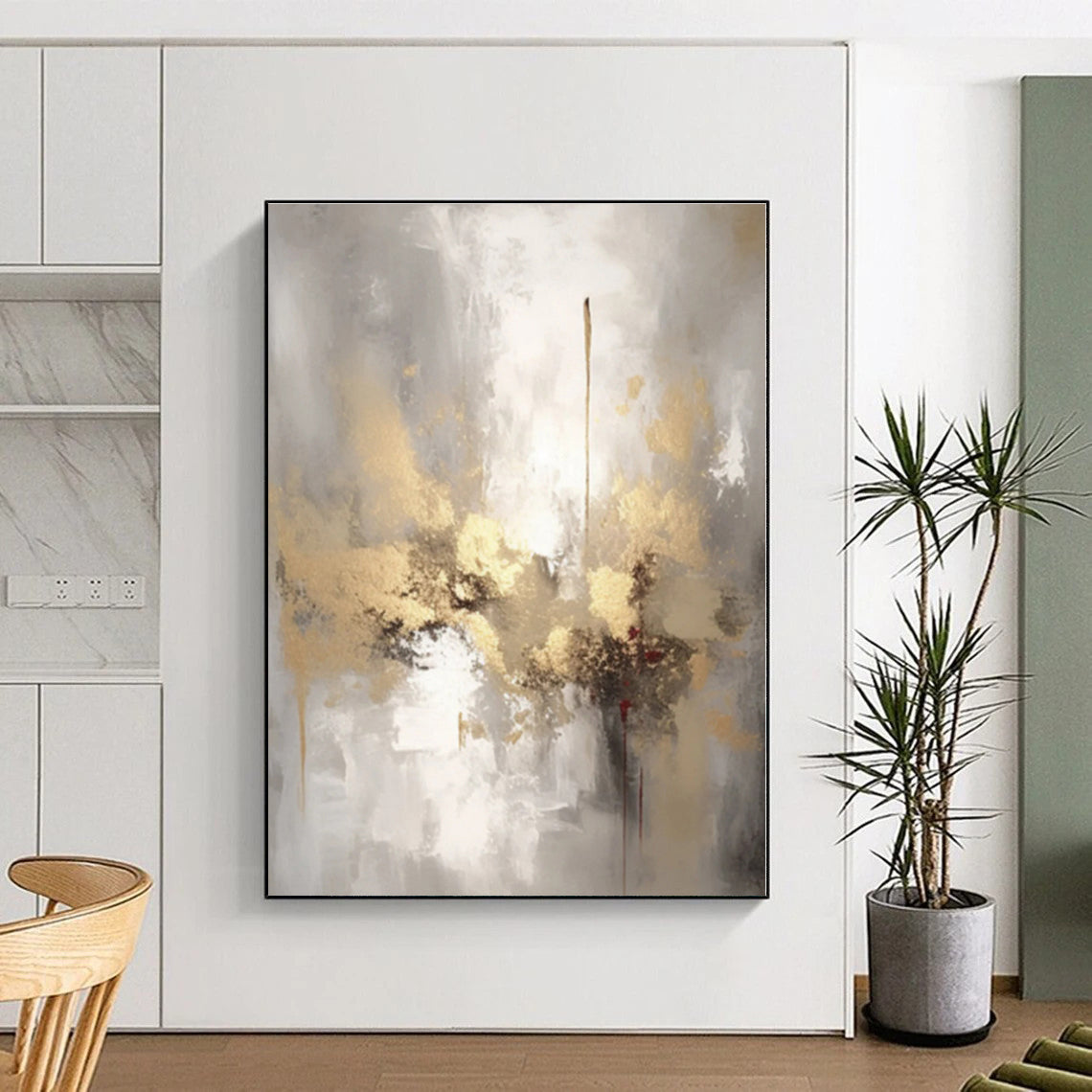 Custom Large-Scale Surreal Hand-Painted Abstract Canvas for Family Gathering Area