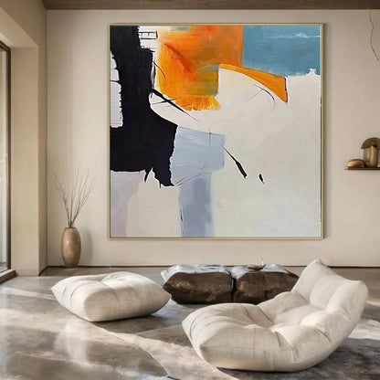 Monumental Abstract Painting for Ski Chalet Loft Areas - Commissioned Oil on Linen