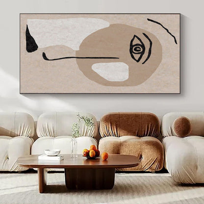 Elegant Hand-Painted Abstract Wall Decor for Living Room Bay Windows