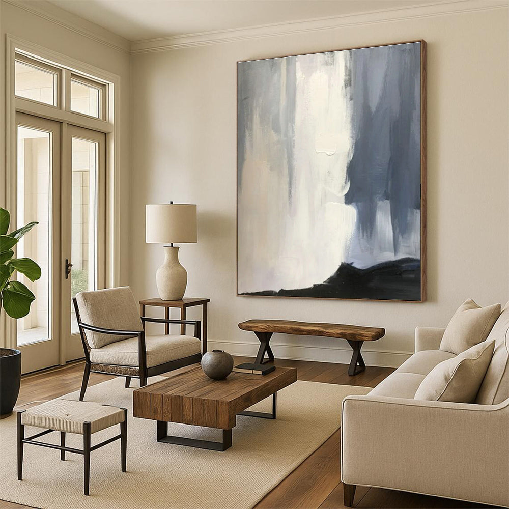 Oversized Bespoke Hand-Painted Abstract Canvas for Bathroom Shower Alcove Wall LargeART0614