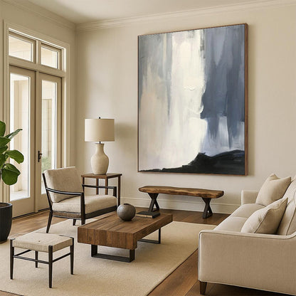 Oversized Bespoke Hand-Painted Abstract Canvas for Bathroom Shower Alcove Wall LargeART0614