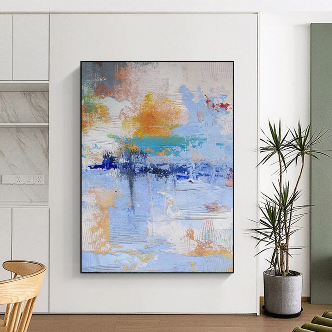 Large Abstract Canvas for Boat Cabin Interiors - Custom Acrylic on Linen