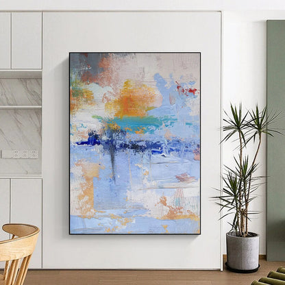 Large Abstract Canvas for Boat Cabin Interiors - Custom Acrylic on Linen