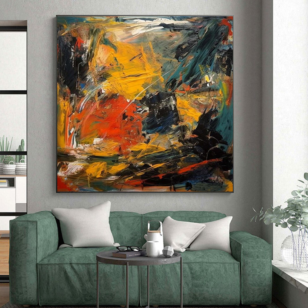 Vast Custom Abstract Art for Sunroom Patio Adjacent Wall