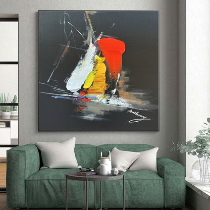 Gigantic Hand-Crafted Abstract Canvas for Dining Room Feast Wall
