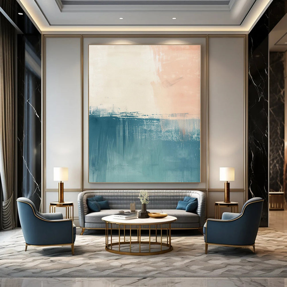 Large-Scale Hand-Painted Abstract Canvas for Dining Room and Hotel Wine Cellars