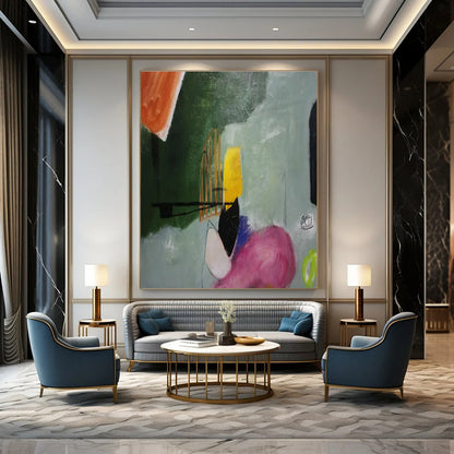 Hand-Painted Personalized Abstract Painting for Dining Room & Hotel Meeting Rooms