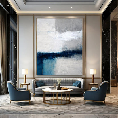 Oversized Hand-Painted Modern Abstract Painting for Trendy Bar Outdoor Terraces
