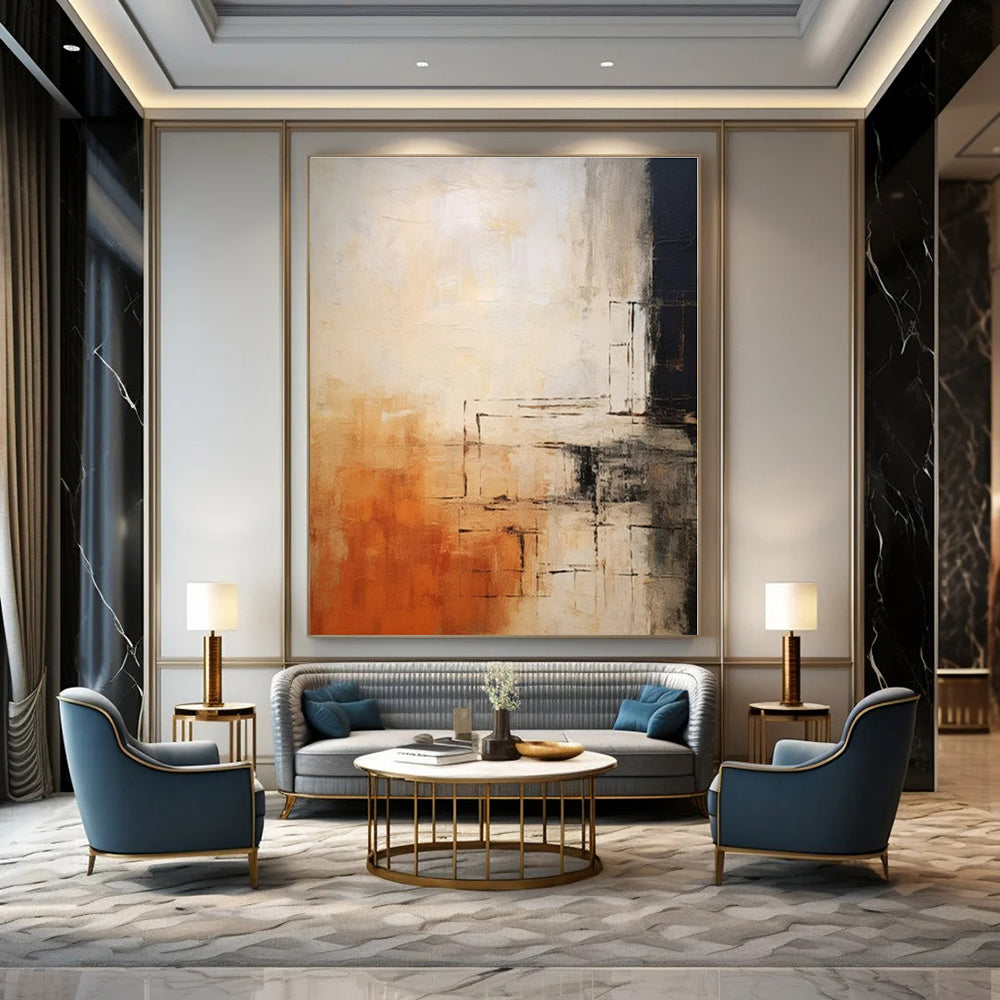Oversized Custom Hand-Painted Abstract Mural for Living Room and Bar