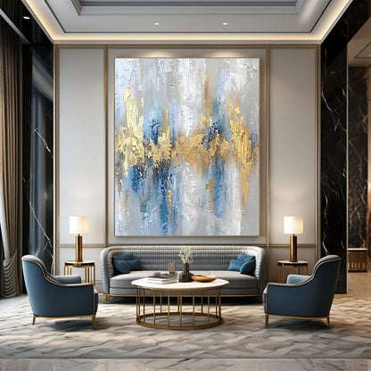 Oversized Hand-Painted Modern Abstract Mural for Upscale Hotel Conference Rooms