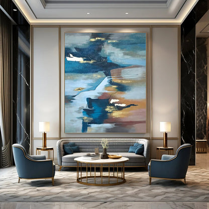 Large-Scale Hand-Painted Contemporary Abstract Mural for Boutique Hotel Spa Areas