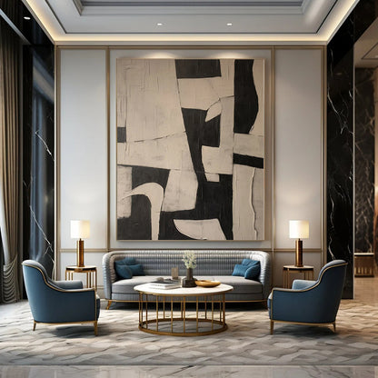 Immense Hand-Painted Abstract Wall Art for Co-Living Space Common Areas