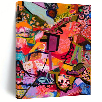 Colossal Hand-Painted Contemporary Abstract Art for Dining Room Fireplace Surrounds