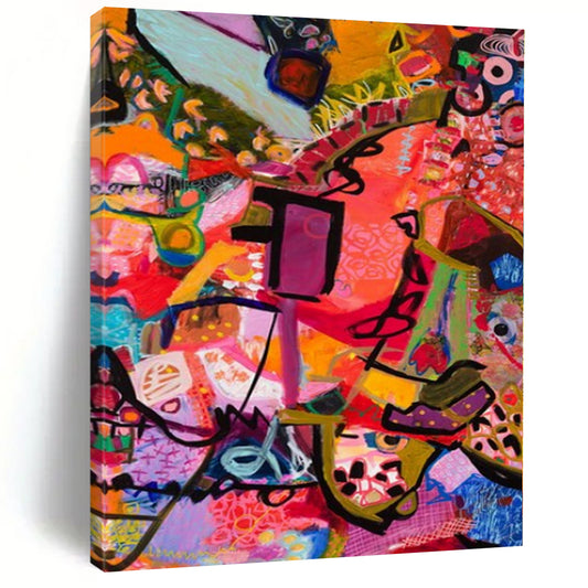 Colossal Hand-Painted Contemporary Abstract Art for Dining Room Fireplace Surrounds