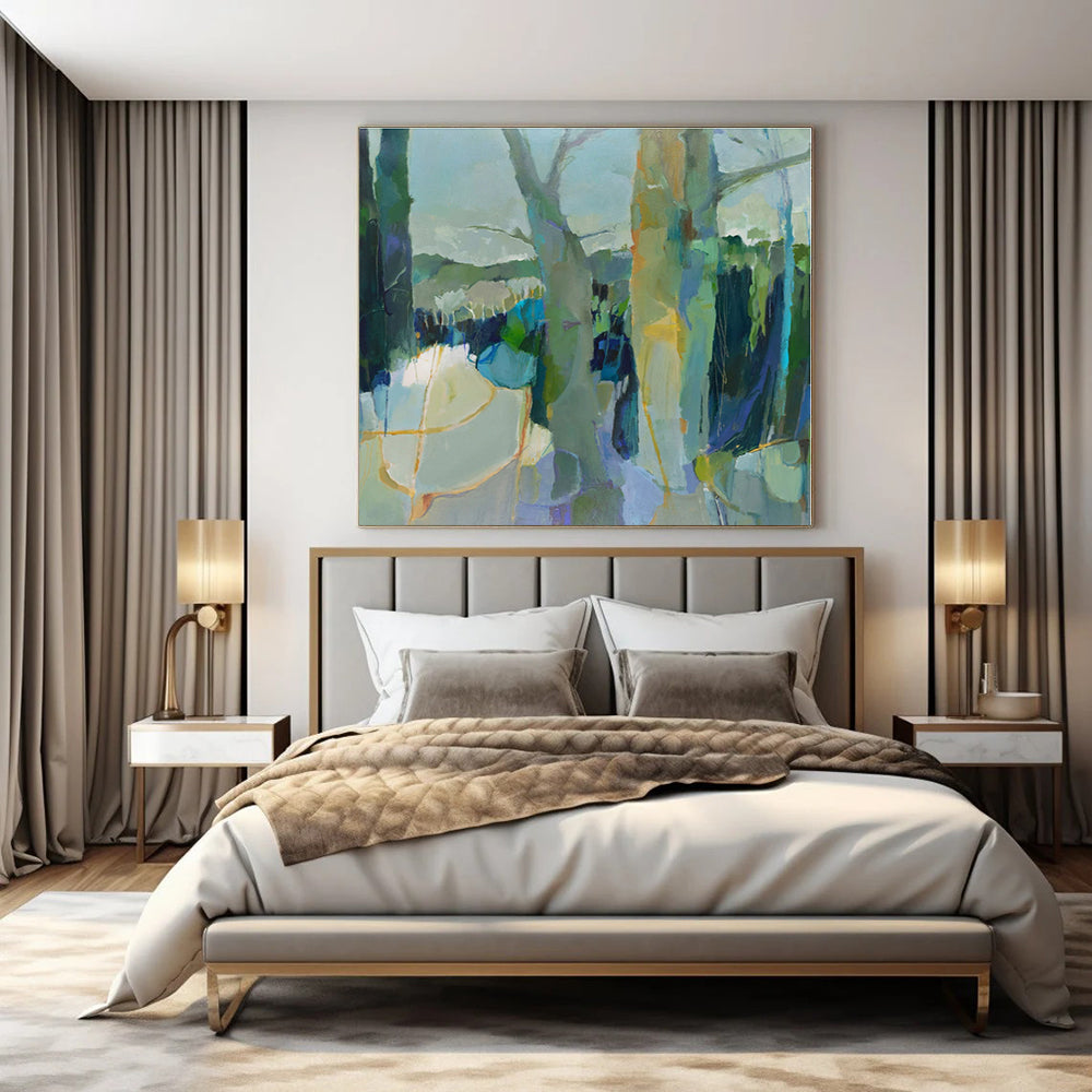 Oversized Custom Hand-Painted Abstract Canvas for Office Boardrooms