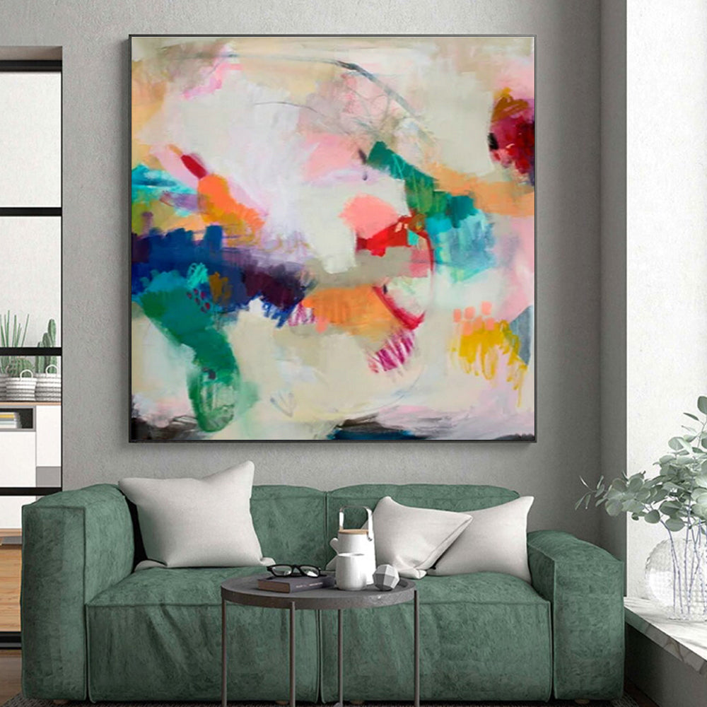 Oversized Custom Hand-Painted Abstract Painting for Mudroom Entry Feature Wall LargeART0597