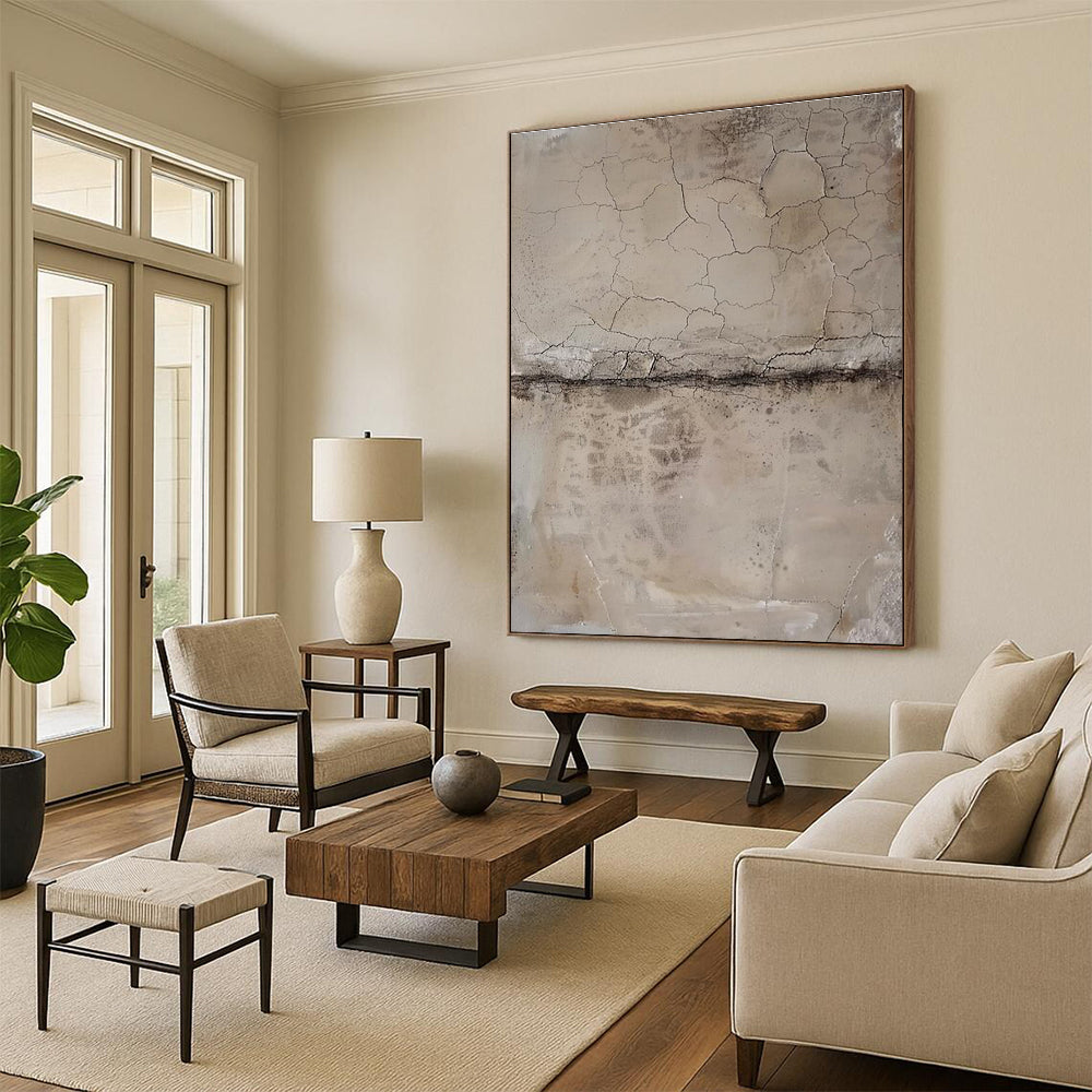 Oversized Hand-Painted Abstract Canvas for Hallway Picture Wall