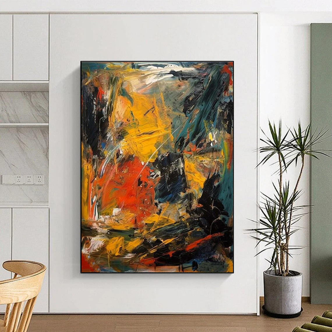 Vast Custom Abstract Art for Sunroom Patio Adjacent Wall