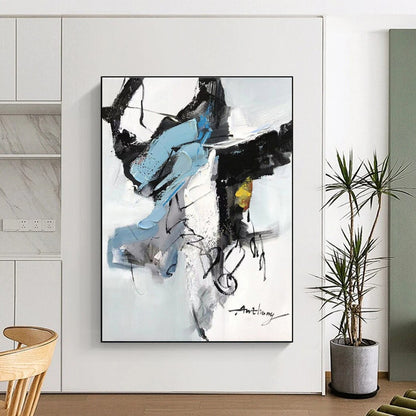 Contemporary Oversized Hand-Painted Abstract Canvas for Modern Living Room Makeover