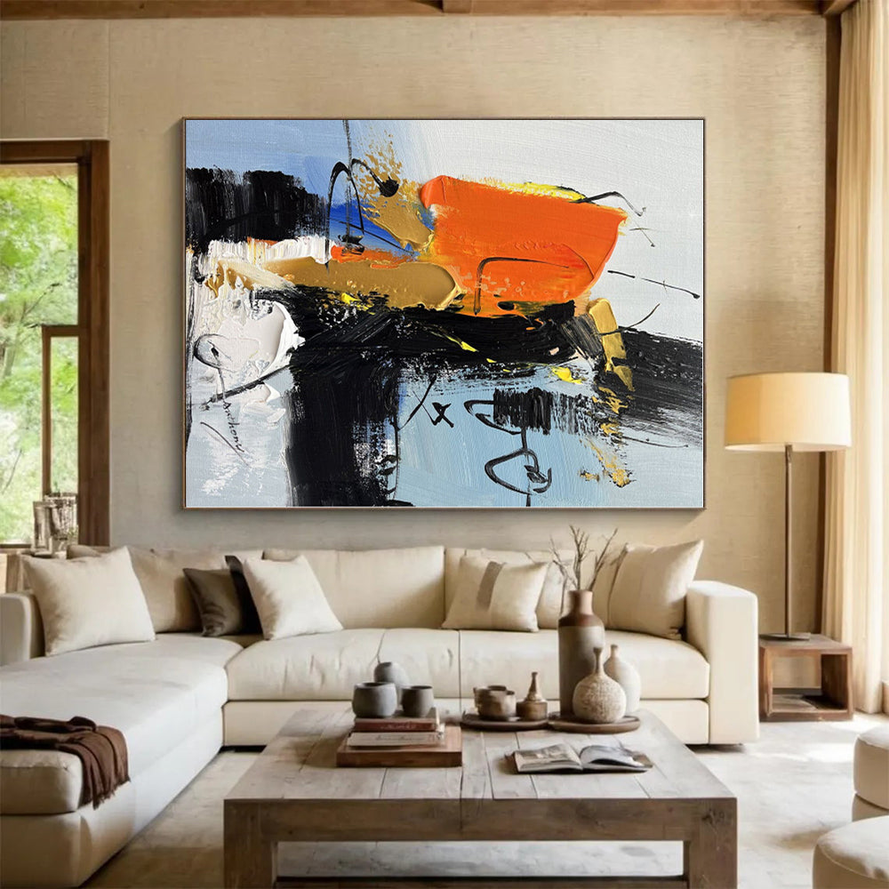 Oversized Custom Hand-Painted Abstract Art for Home Office Command Wall