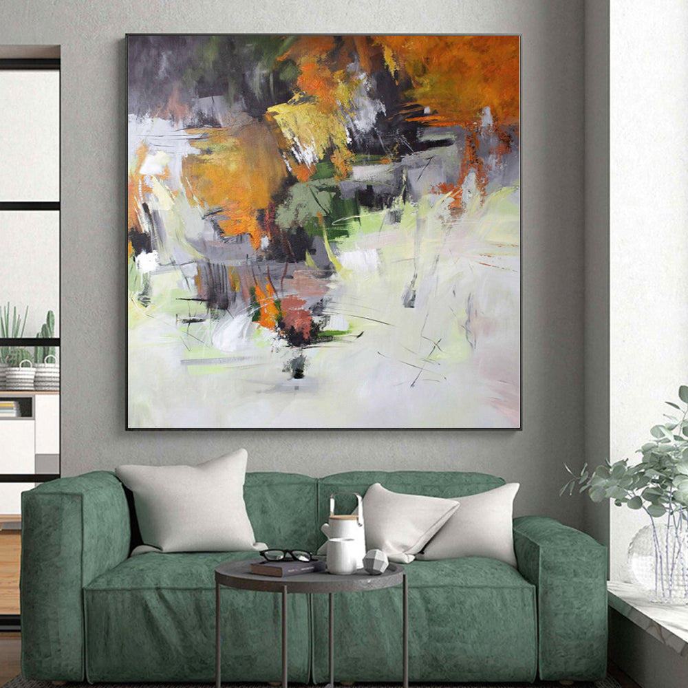 Giant Hand-Painted Abstract Canvas for Nursery Feature Walls