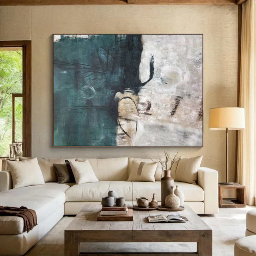 Giant Hand-Painted Abstract Art for Basement Recreation and Gaming Zones