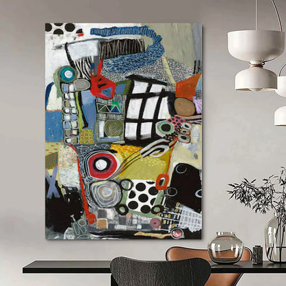 Large-Scale Hand-Painted Contemporary Abstract Mural for Family Home Kitchens
