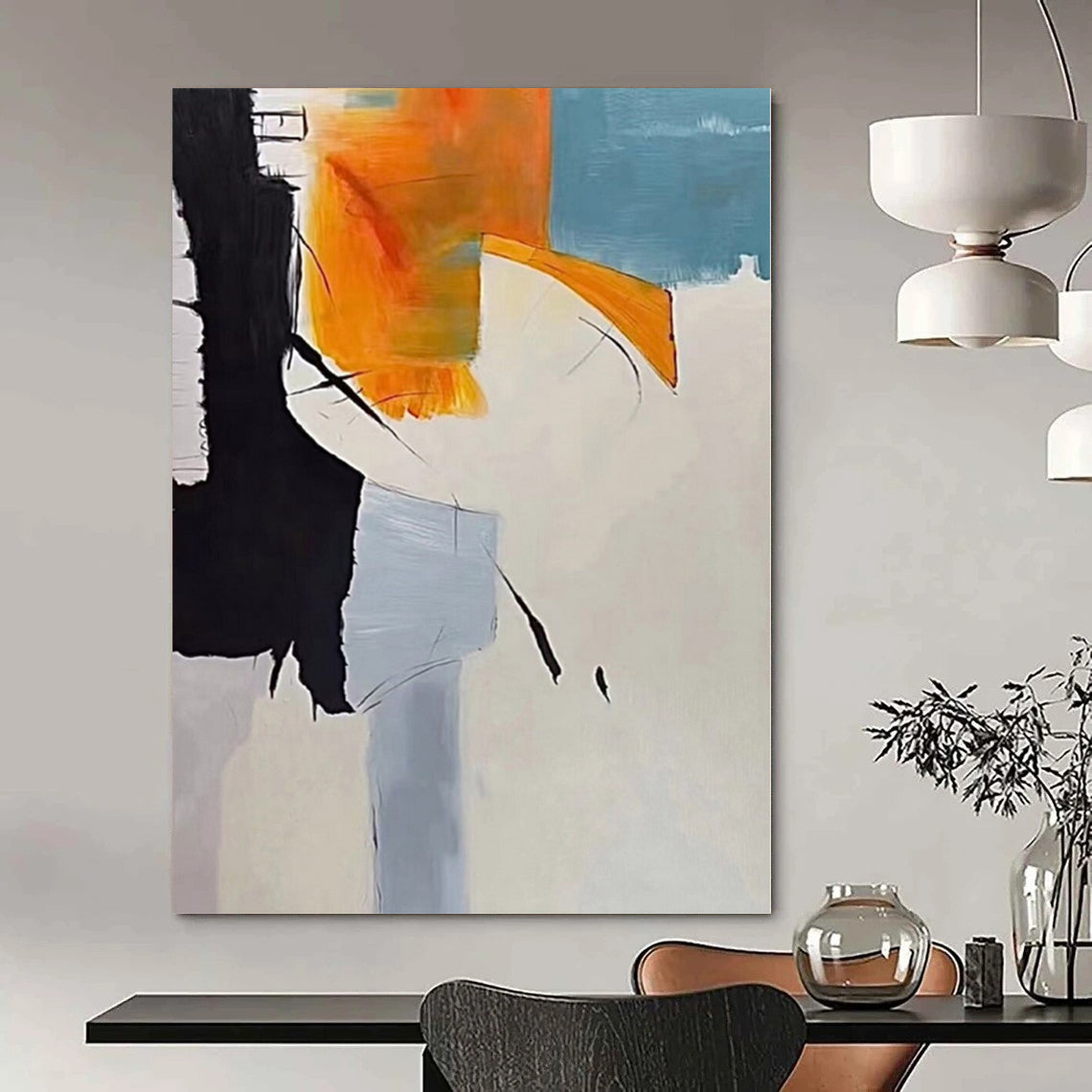 Monumental Abstract Painting for Ski Chalet Loft Areas - Commissioned Oil on Linen