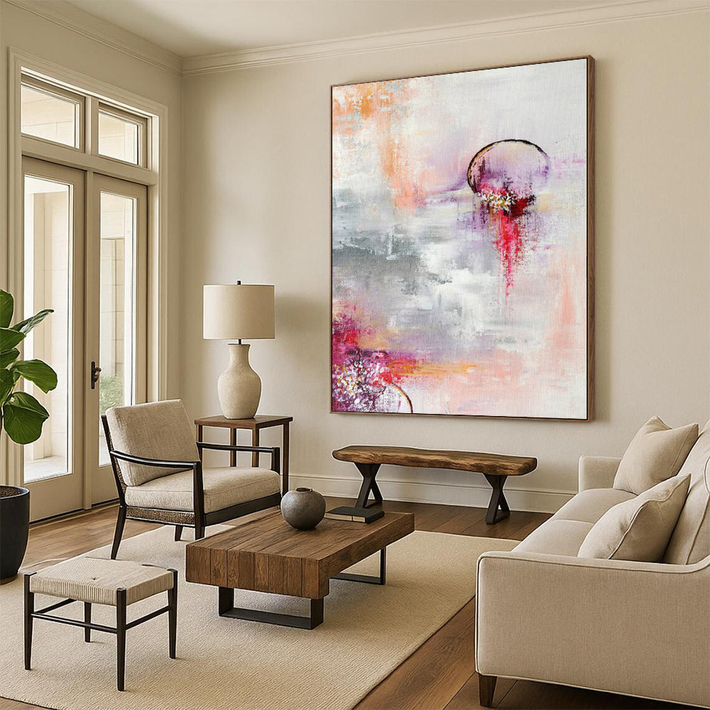 Custom Grand Abstract Cityscape - Hand-Painted Oil on Linen for Urban Loft Apartments