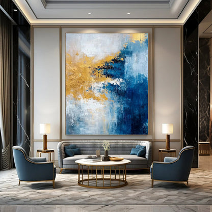 Extra-Huge Hand-Painted Modern Abstract Canvas for Luxury Villa Home Theaters