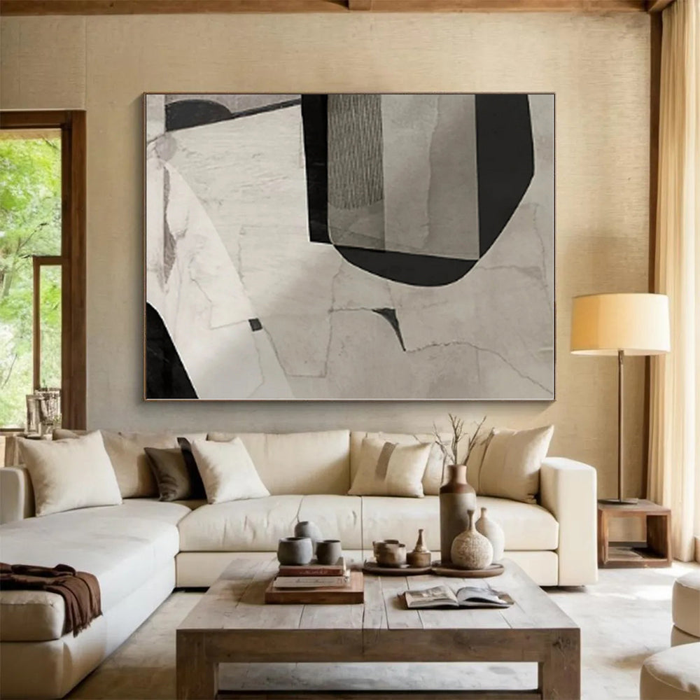 Colossal Abstract Symbolic Hand-Painted Canvas for Pet Retreat Wall