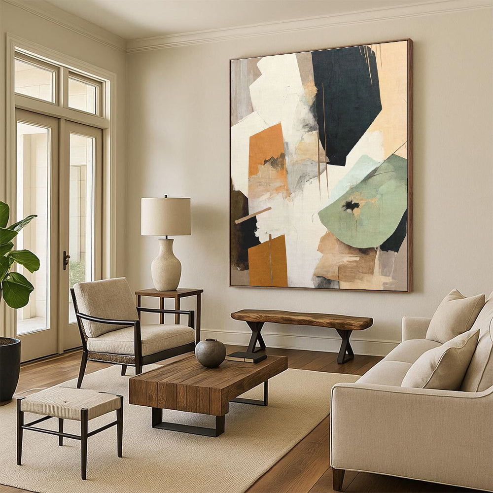 Large Contemporary Custom Abstract Wall Art for Modern Guest Room Wardrobe Wall