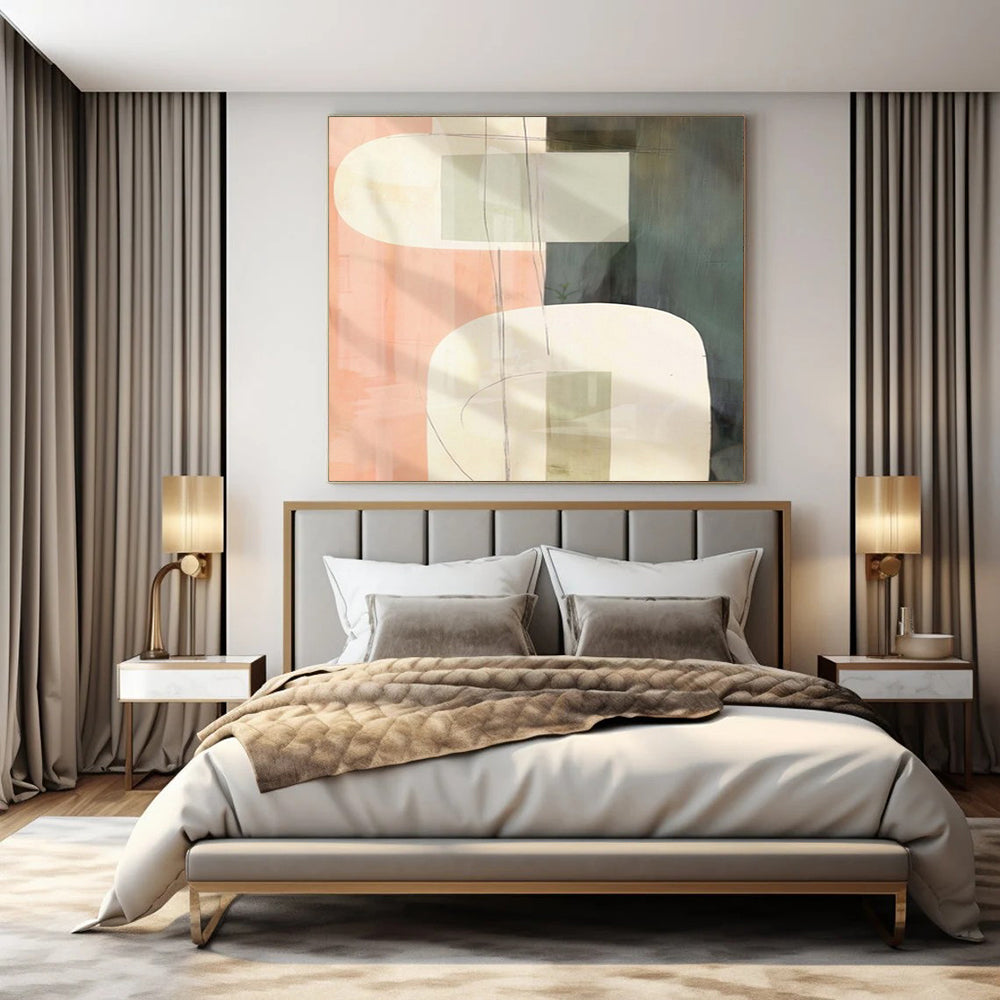 Giant Hand-Painted Contemporary Abstract Art for Family Home Study Nooks