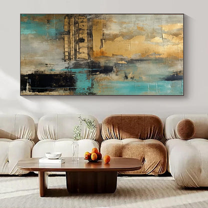 Oversized Hand-Painted Modern Abstract Mural for Office Server Rooms