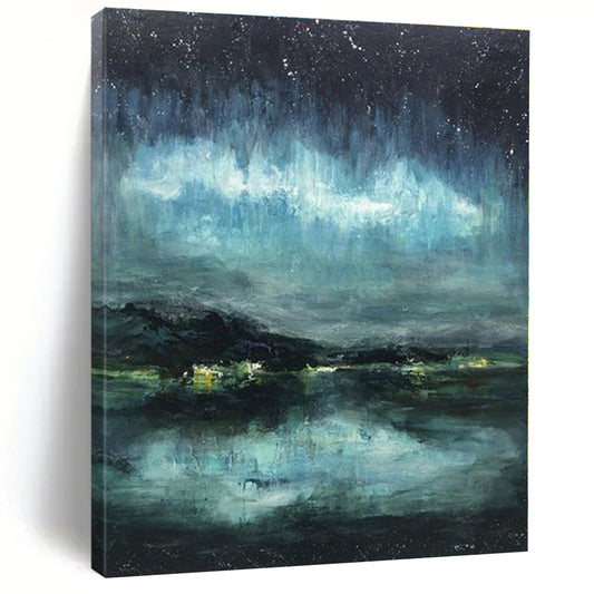 Oversized Custom Abstract Painting for Mudroom Pet Washing Station Wall