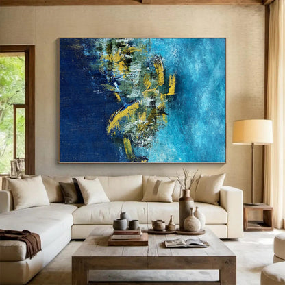 Custom Oversized Abstract Canvas - Hand-Painted Acrylic for Luxury Villa Foyers