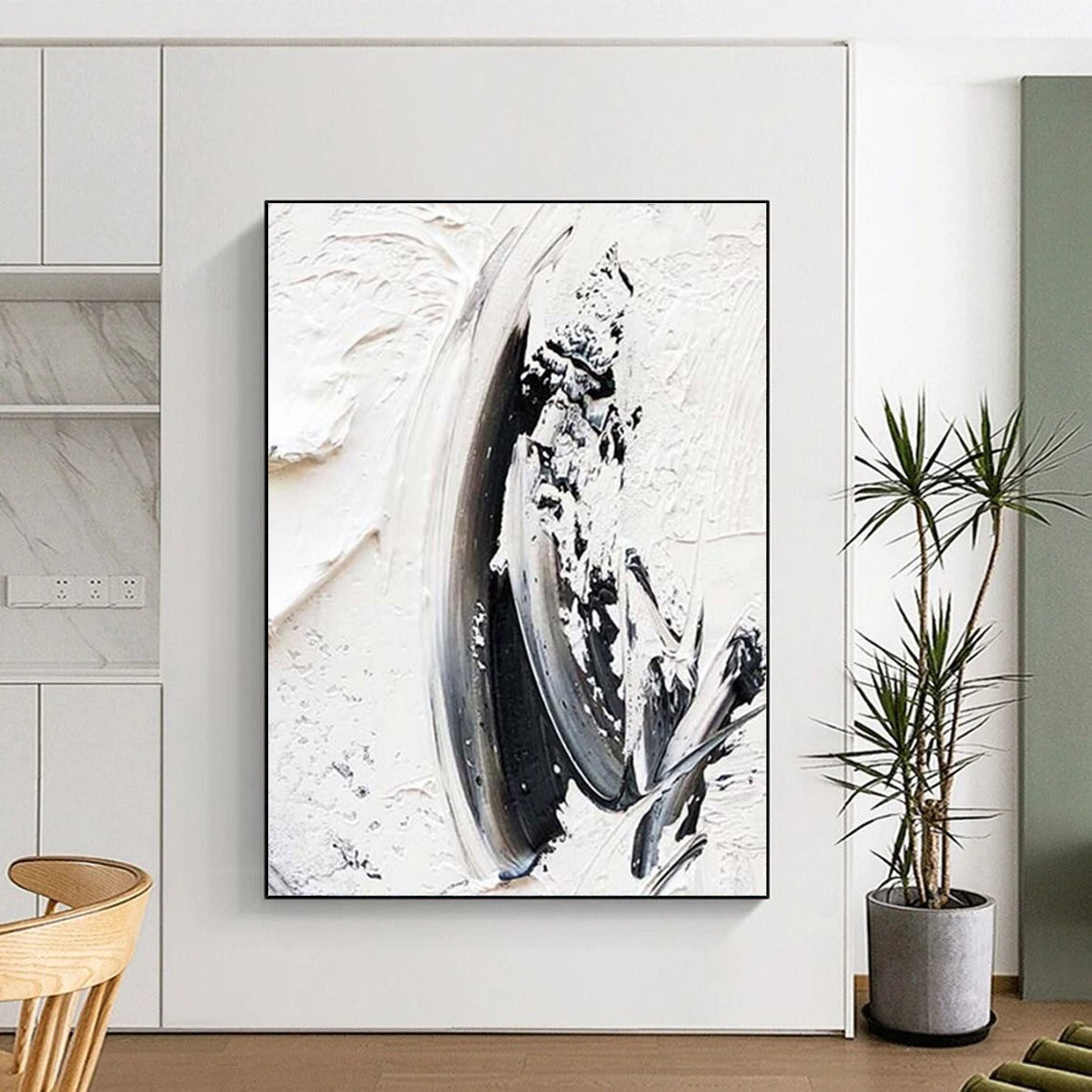 Monumental Abstract Painting for Kitchen Breakfast Nook Feature Wall