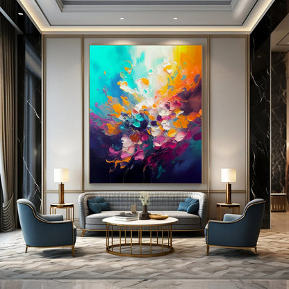 Large-Scale Contemporary Abstract Canvas for Artisan Coffee Shop Interiors