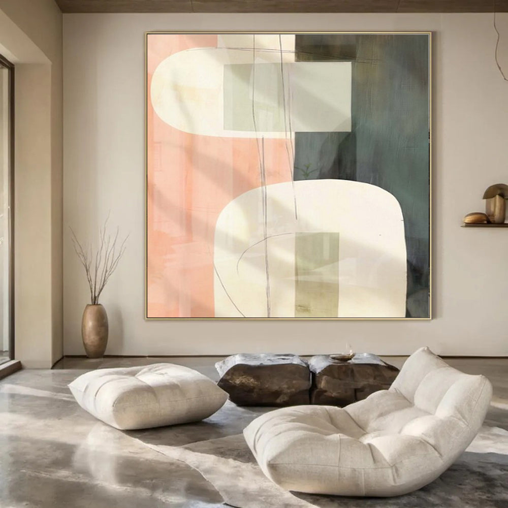 Giant Hand-Painted Contemporary Abstract Art for Family Home Study Nooks