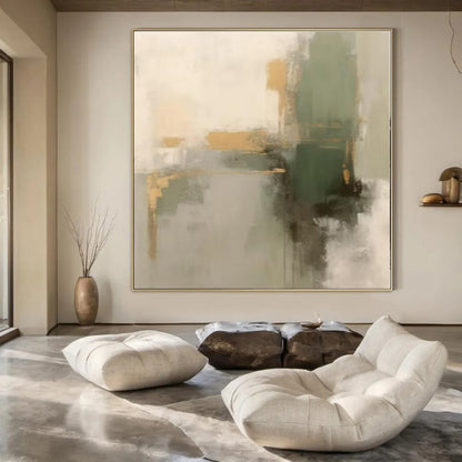 Huge Hand-Painted Contemporary Abstract Canvas for Office Shipping and Receiving Areas