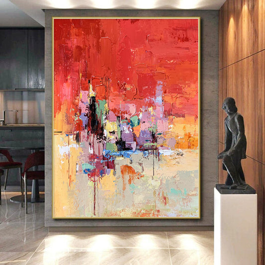 Giant Hand-Painted Abstract Canvas for Nursery Changing Table Feature Walls