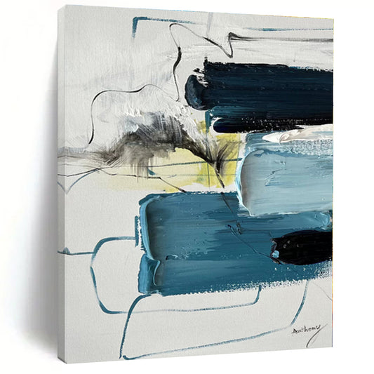 Custom Giant Hand-Painted Abstract Painting for Master Bedroom Accent Wall